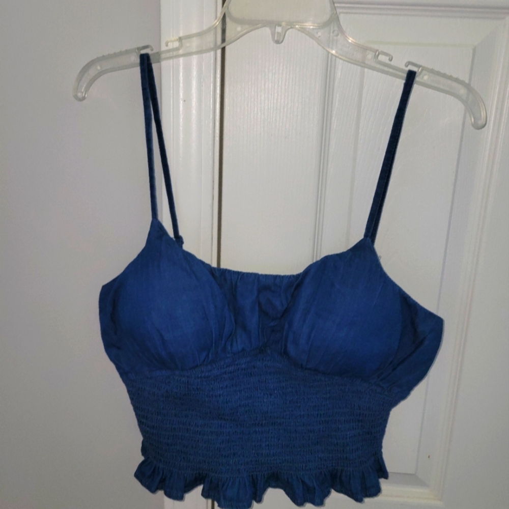 Denim bustier crop top size L
